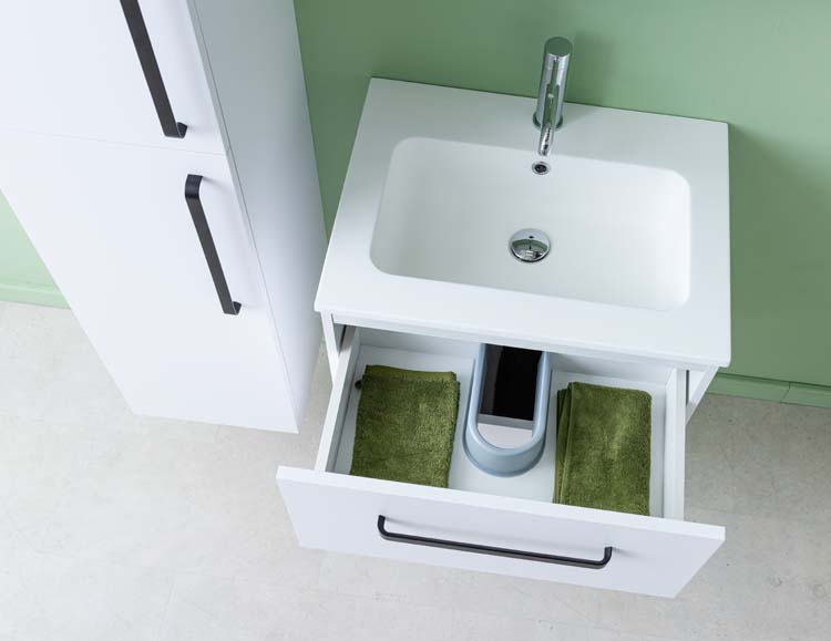 Meuble de salle de bain Bison laqué blanc mat 600 mm lavabo mat