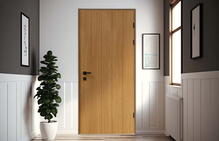 Porte extérieure meranti Duero verticale nature B 980 x H 2180 mm D
