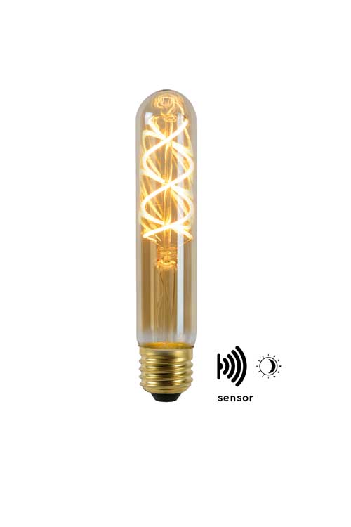 Lucide LED BULB TWILIGHT SENSOR - Filament lamp Buiten - Ø 3 cm - LED - E27 - 1x4W 2200K - Amber