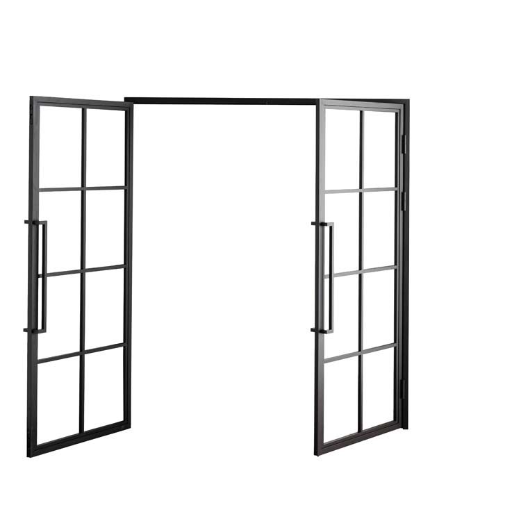 Porte intérieure double en acier Tara noir 2x8V poussant à droite sur mesure