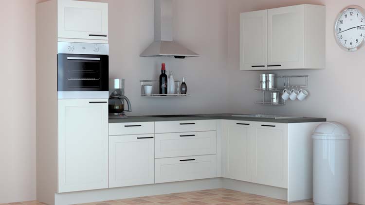 Hoekkeuken Premium 13 wit 275x185cm - voorgemonteerd - zonder toestellen