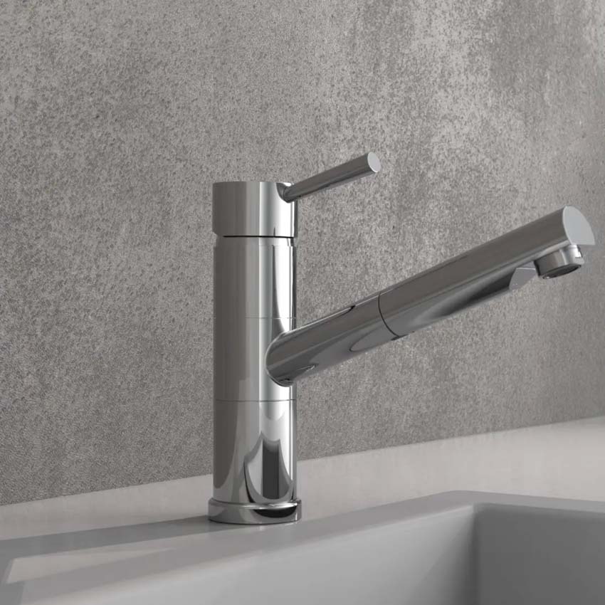 Keukenkraan Unai chroom met uittrekbare uitloop