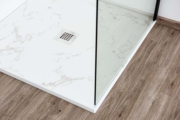 Douchebak Minimalism composiet met gelcoat marmerlook 90x90cm