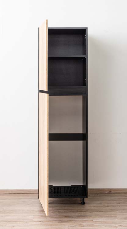 Armoire de cuisine Plenti armoire colonne réfrigérateur noir/aspect bois 60x208cm