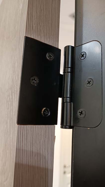 Porte intérieure complète Uran Grey Oak 201,5x68cm structure alvéolaire réversible + châssis noir 16,5cm