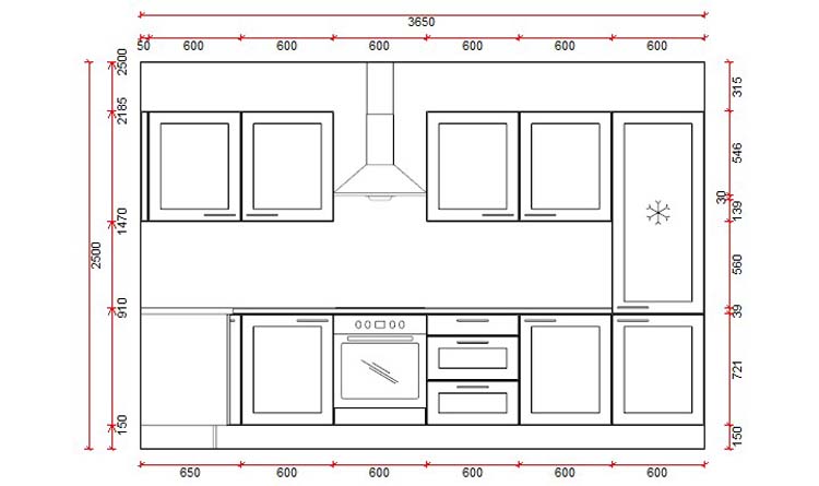 Blokkeuken 16A Premium Kader 3650mmx1650mm