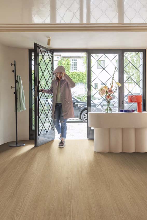 Sol vinyle Floorify Cannele planche 4mm chêne beige clair 121,9x17,8cm