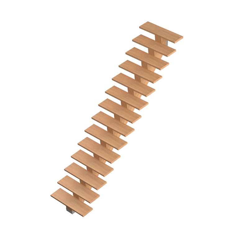 Escalier chêne Lanz droit fini avec huile comanche gris