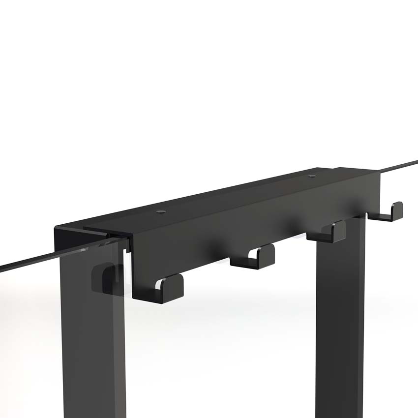 Etagère de douche noir mat 50x50x6,5cm avec 4 crochets