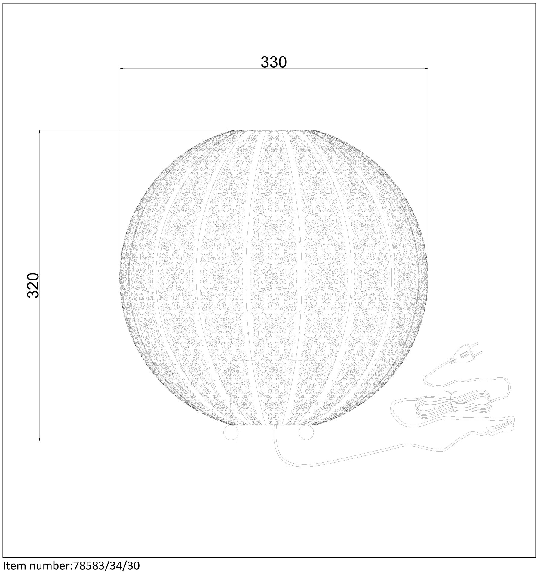 Lampe de table - noir - Ø34cm - E27 - 60W
