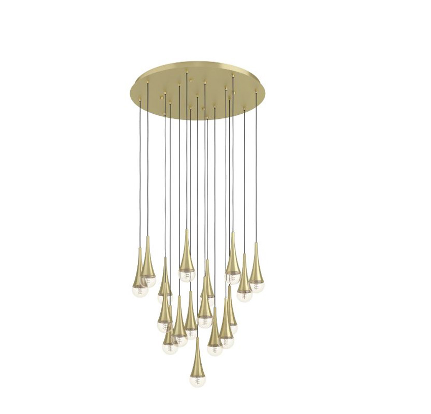 Suspension - laiton brossé - Ø78xH322,4cm - dimmable - E27 - 17x25W - câble de 3m