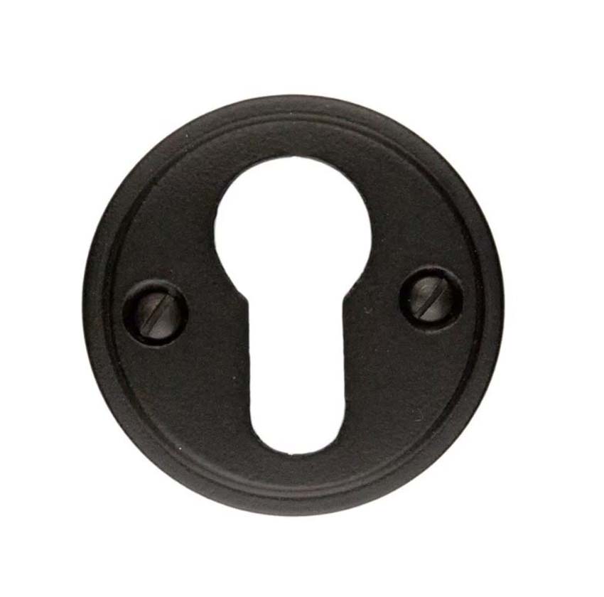 Cylinderplaatje pro Rond Retro 48mm plat zwart