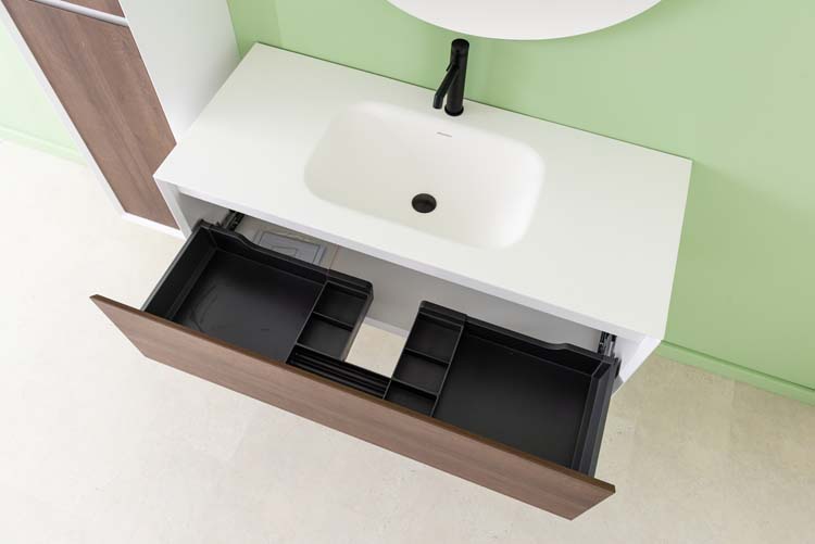 Meuble de salle de bains Ace suspendu avec lavabo simple blanc mat 120cm