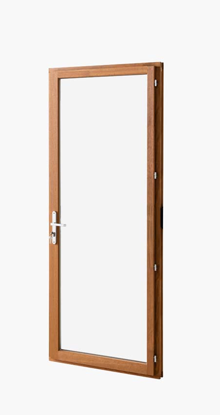 Fenêtre terasse bois Meranti Trae 1 vantail 55mm naturel 900x2150 mm