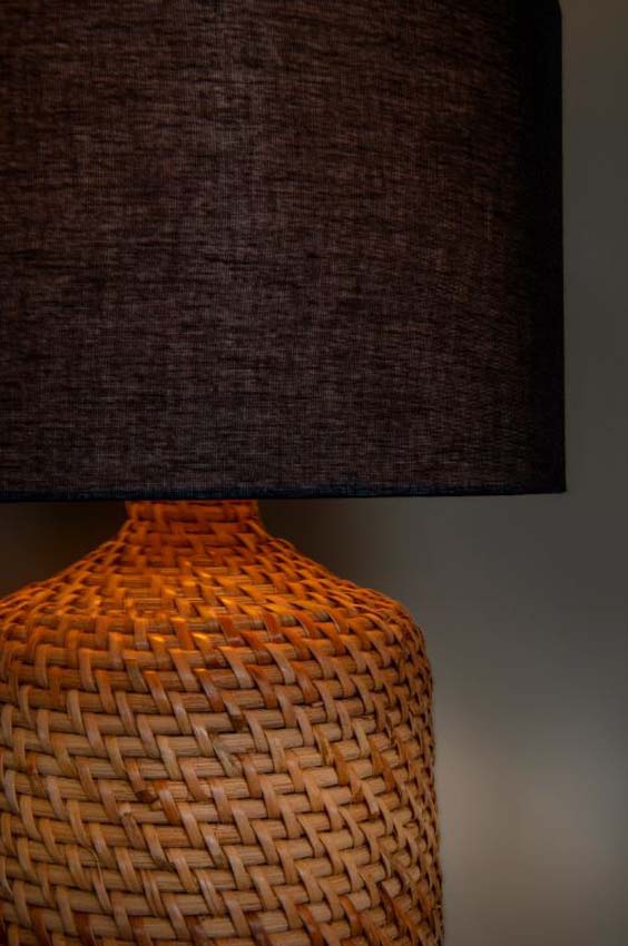 Lucide Premium Arrah - Lampe de table - Naturel - Ø35cm - E27 - 1x40W - Cylindre