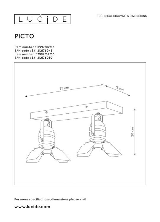 Lucide PICTO - Plafondspot Kinderkamer - 2xGU10 - Roze