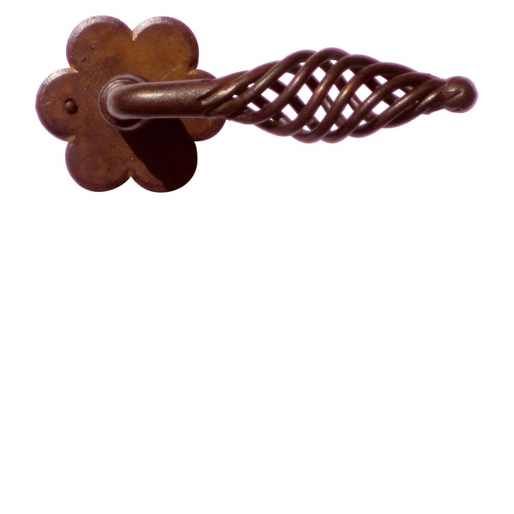 Poignée de porte tarente rouille fleur sans rosace