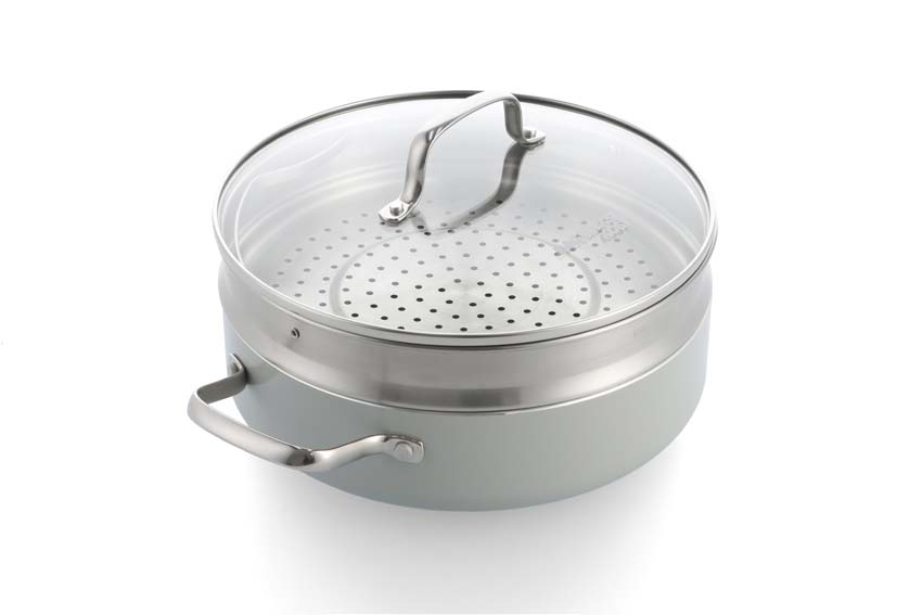 Stoofpan met deksel Dagelijkse Kost Proline PFAS-vrij zilver Ø26cm stoominzet