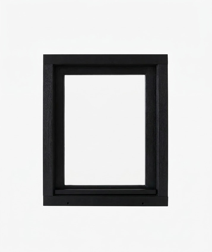 Fenêtre tournante à 1 vantail Trae bois Meranti 55mm noir ouvrant à gauche sur mesure