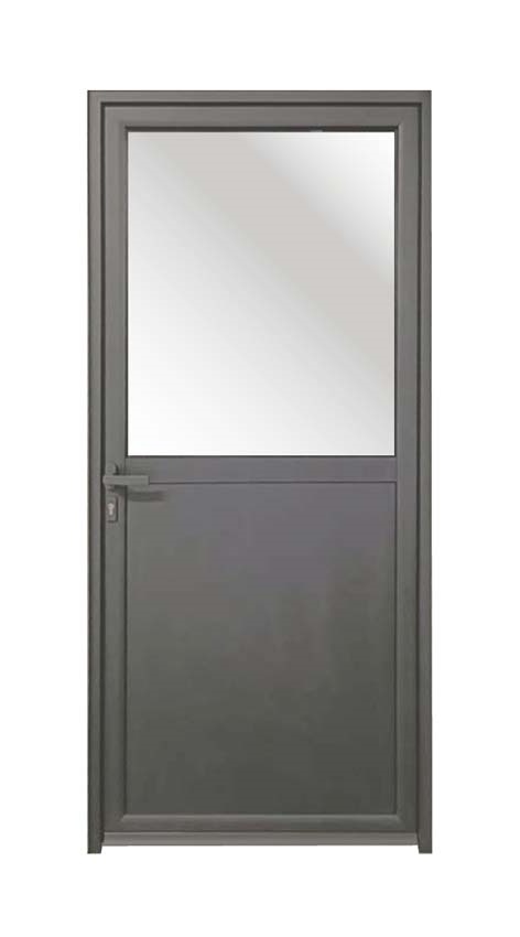 Porte extérieure Tavira en aluminium verre clair anthracite 960x2180mm poussant à droite