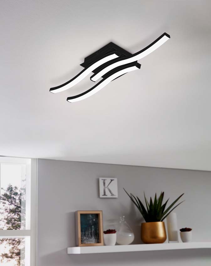 Plaffonier - dimmable - 12W - lampe incl - noir - 1460 lumen - 4000K