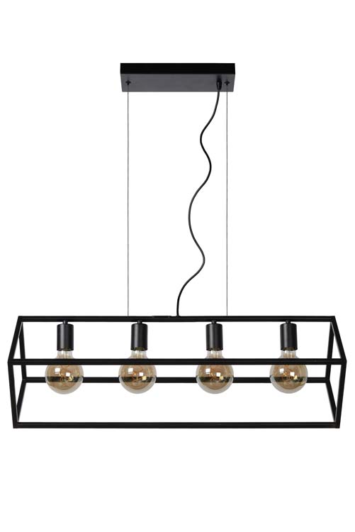Hanglamp - zwart - 161cm - 4xE27 - 60W