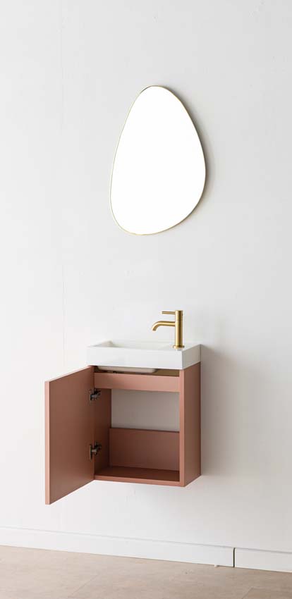 Toiletmeubel Dotan abrikoos wastafel glanzend wit 45x40x22cm