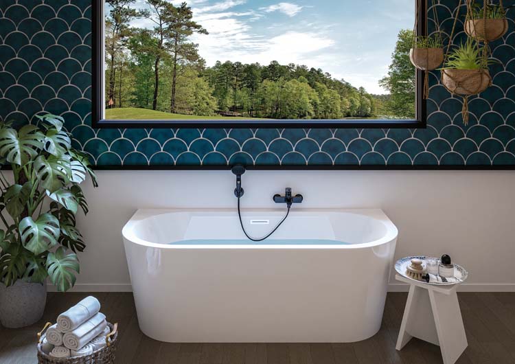 Baignoire semi-îlot Eterna blanc brillant 170x75cm