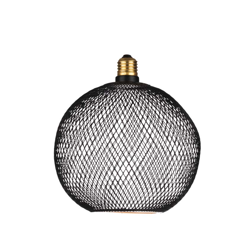 Lampe LED floating Cage - E27 - noir - Ø30cm - dimmable - 6W - 390lm - 2200K - globe