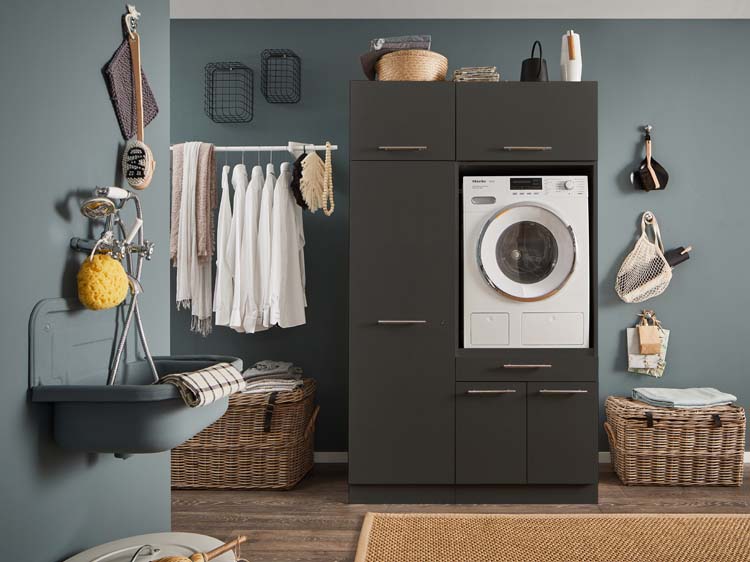 Wasmachine kasten Decowash - set 9 - antraciet - 67,5x117,5x200cm