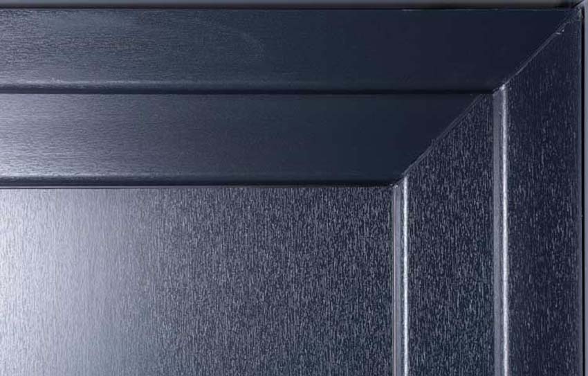 Buitendeur half maan inox rand PVC mat glas antraciet/wit rechtstrekkend op maat