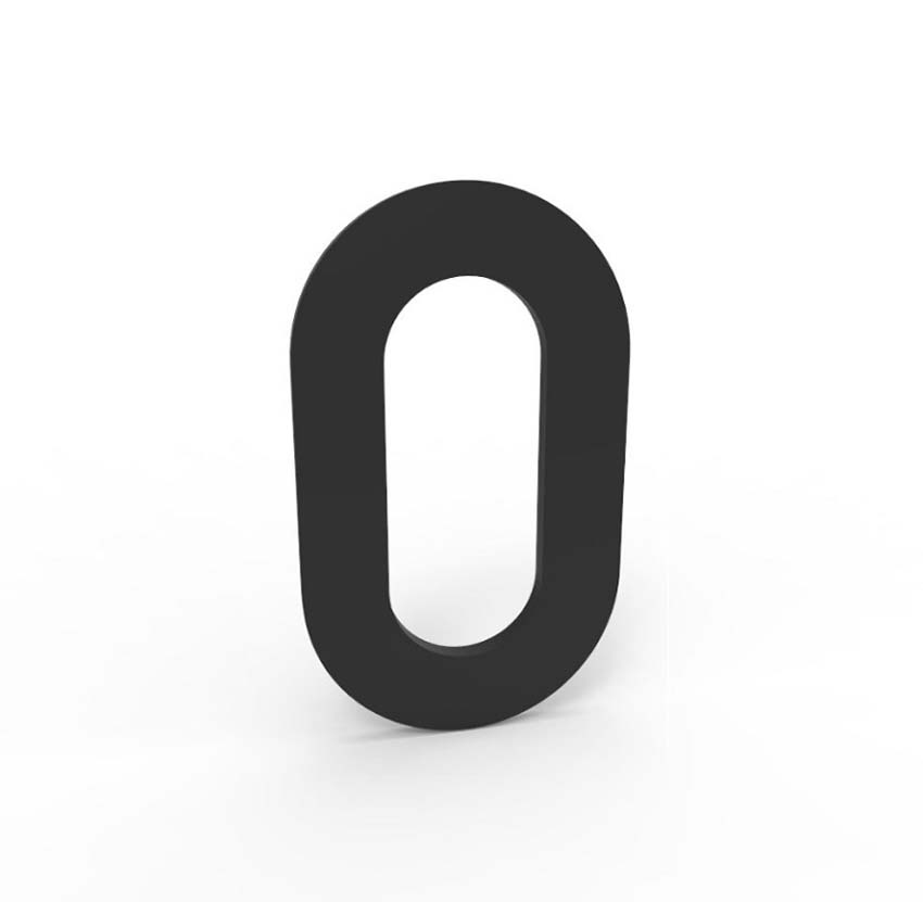 Numéro de maison 0 eSafe en aluminium noir 5cm / épaisseur 1,5mm
