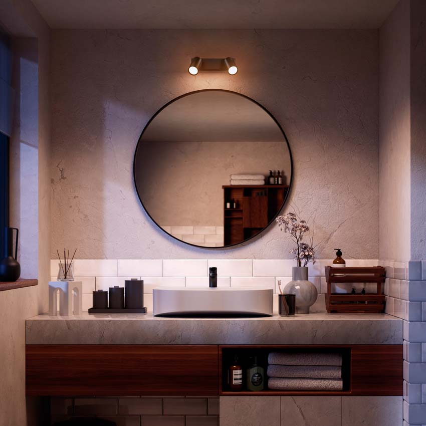 Spot plafond salle de bains noir 2 spots IP44