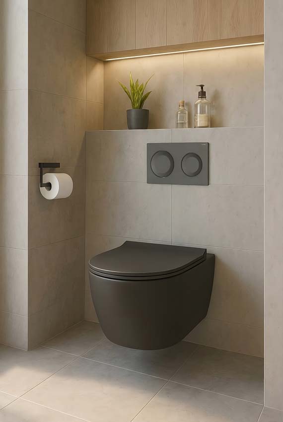 WC suspendu Allibert Nero rimless réservoir encastré noir avec abattant softclose