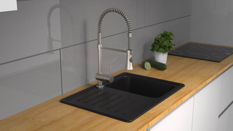 Robinet de cuisine Charlotte inox-look spiraalveer