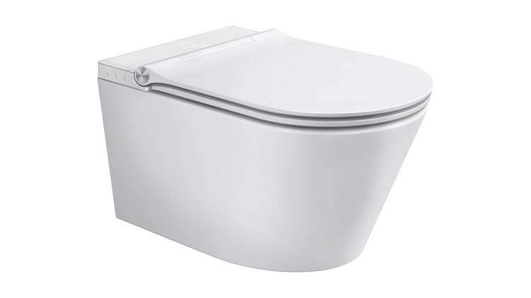 Wc japonais avec siège de toilette soft-close sans rebord blanc