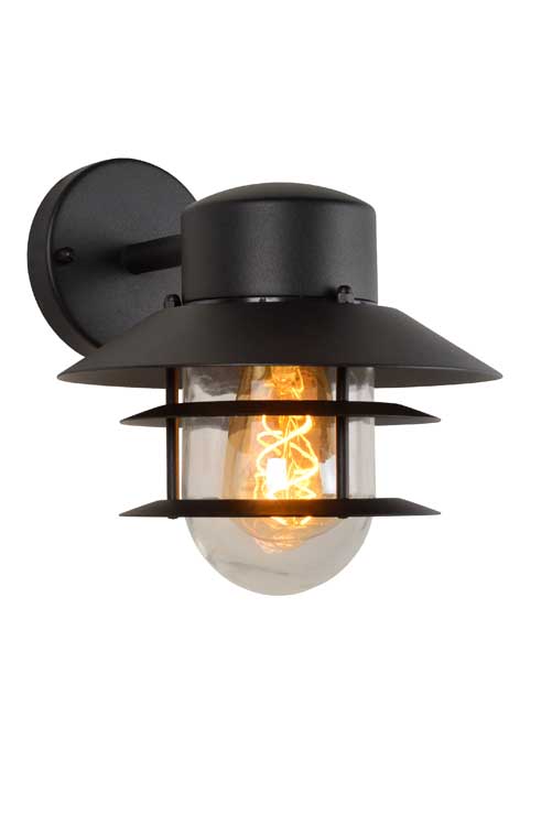 Lucide ZICO - Wandlamp Buiten - Ø 21,8 cm - E27 - IP44 - Zwart