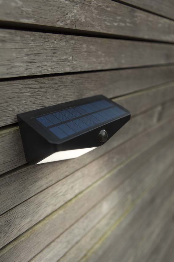 Wandlamp buiten Oris Solar - zwart - dimbaar - 3.7W - 5000K - IP44 - met bewegingssensor