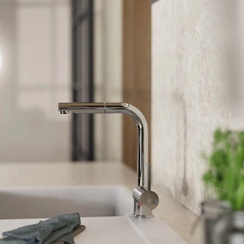 Robinet de cuisine Wasserwerk WK 4 Pro chrome avec bec extractible