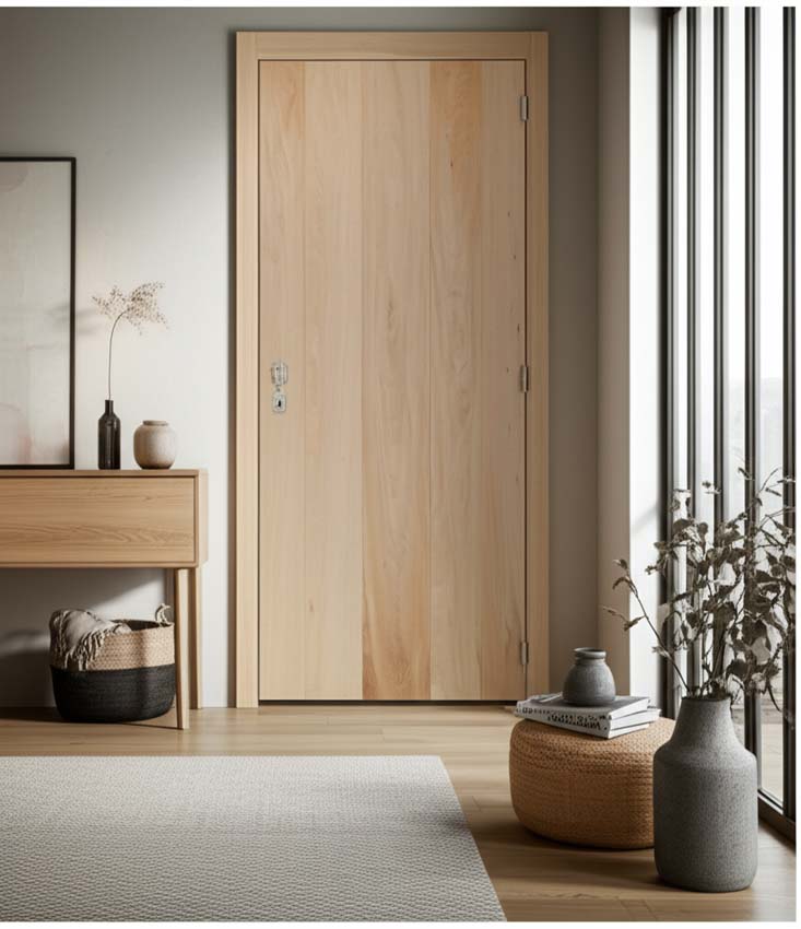 Complete binnendeur fineer eik 201,5x78cm honingraat omkeerbaar + deurkast 16,5cm