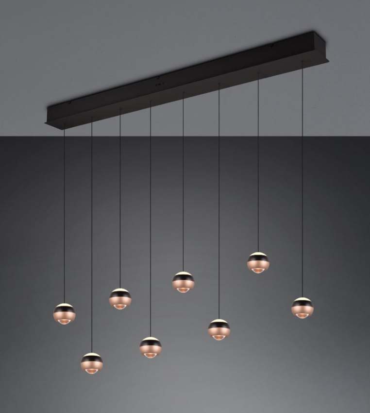Suspension Easy Lift - Noir - 150cm - Dimmable - 8x8W  2300-4000K