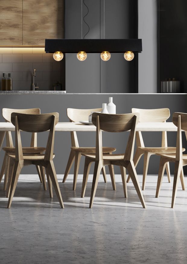 Hanglamp - zwart - 90x7x130cm - dimbaar - 4xE27 - 60W