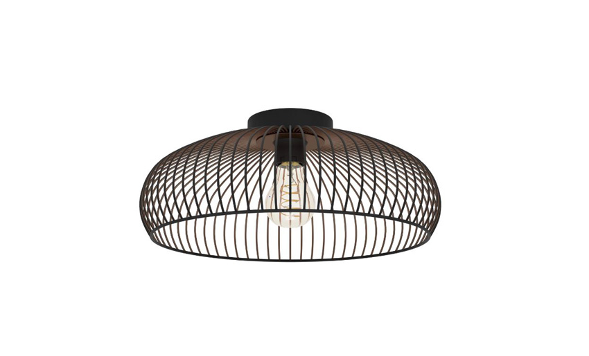 Plafonnier - noir/cuivre - Ø43xH17,8cm - E27 - 1x60W - ampoule non incluse