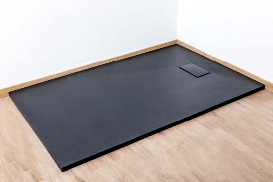 Douchebak Moby SMC mat zwart leisteenlook 140x90cm