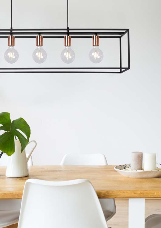 Hanglamp - zwart - 5xE27 - rechthoek