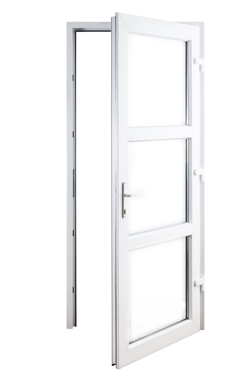 Buitendeur pvc wit/wit 3delig  helder R MW