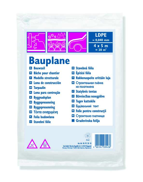 Bouwfolie LDPE 40my 20m² (4mx5m) transparant