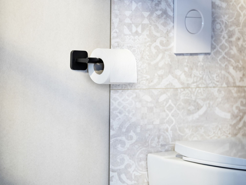 Porte-rouleau WC Wenko Porto Turbo-Loc noir mat 16,5x5,5x7,5cm sans perçage