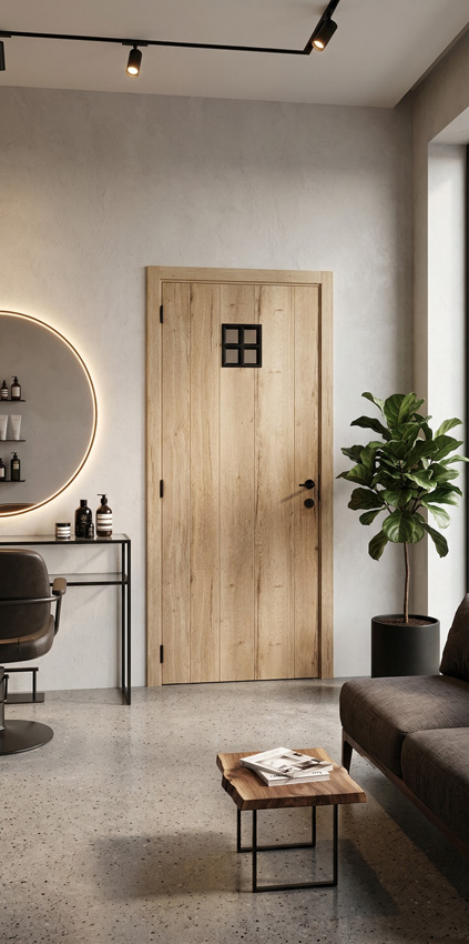 Complete binnendeur Realwood Oak 4500 mat glas 201,5x68cm tubespaan omkeerbaar + deurkast 20cm