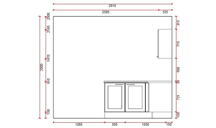 Blokkeuken 16A Premium Kader 3650mmx1650mm